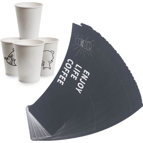 50 manchons à gobelets ajustables, manchons à gobelets en papier isolant thermique jetables, manchons en papier ondulé pour café (1/5)