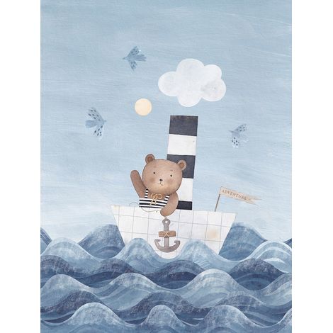 Papier peint panoramique Enfants - Ourson Bateau - 130 cm x 172 cm (1/2)