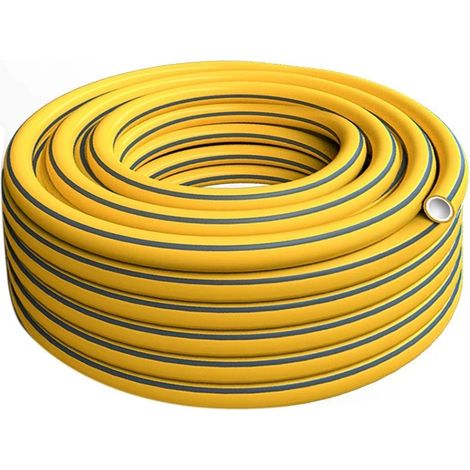 Tuyau d'arrosage PVC résistant aux UV et hautes températures, tuyau haute pression 4 points pour lavage de voiture, Composition : 500 cm, Couleur : jaune (1/5)