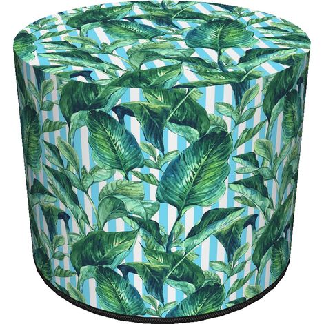 Pouf impermeabile in Cordura per casa e giardino - Motivo a righe con palme, elegante, comodo, stabile, con cerniera, 40 cm, Bertoni (1/5)