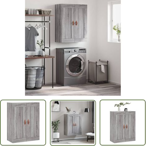 The Living Store Armoire murale sonoma gris 69,5x34x90 cm bois d'ingénierie - Armoire Murale - Meuble Rangement - Armoire Suspendu - Buffet - Commode (1/5)