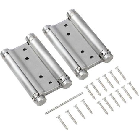 Charnières à Ressort à Double Action 4" 100mm, 1 Paire avec Vis Charnières de Porte Battantes Doubles en Acier Inoxydable pour Portes Intérieures et Extérieures de Cuisine de Café 54611040 (1/5)
