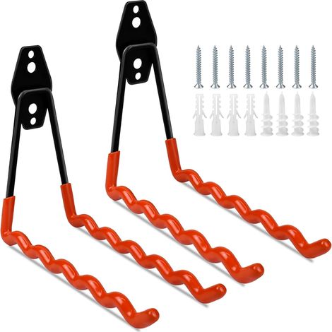 Stück Stahl Wandhalter, 18 cm Große Wandhalterung für Garage & Garten, Schwere Werkzeuge, Schlauch, Leiter Aufbewahrung (Orange) (1/5)