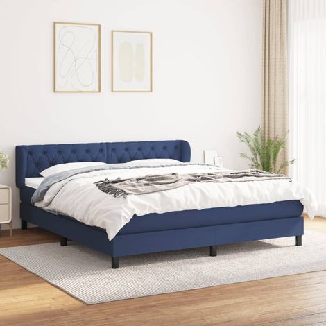 Lit adulte Contemporain  Lit à sommier tapissier avec matelas Bleu 160x200 cm Tissu 68877