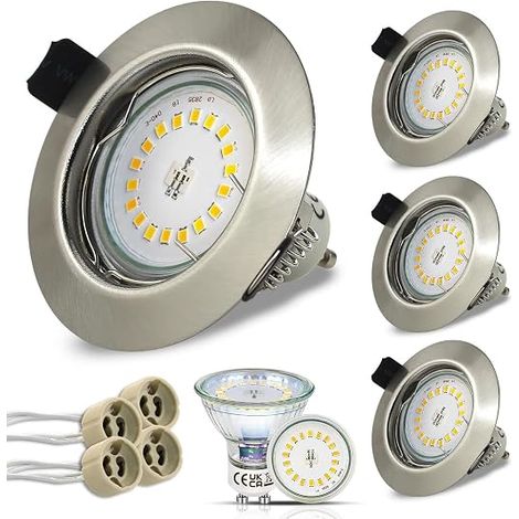 Recessed LED Spotlight GU10 5 W Neutral White 4500 K Ceiling Light 68 mm Hole Recessed Stainless Steel 220 V GU10 Bulbs Hotel Office Kitchen (1/5)
