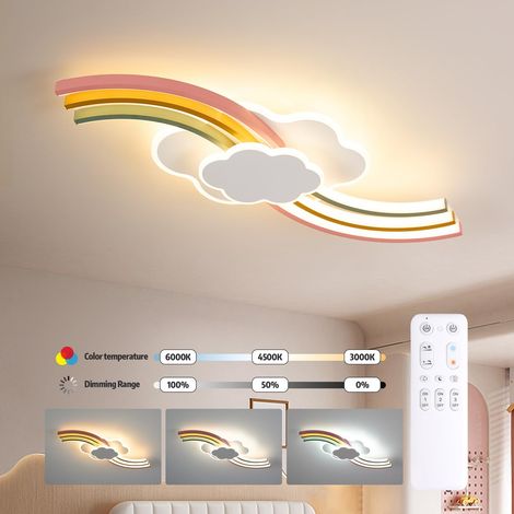 Plafonnier LED moderne télécommande dimmable enfant 40W 62cm 6500K formes nuages d'arcs-en-ciel salon chambre d'enfant salle à manger (1/5)