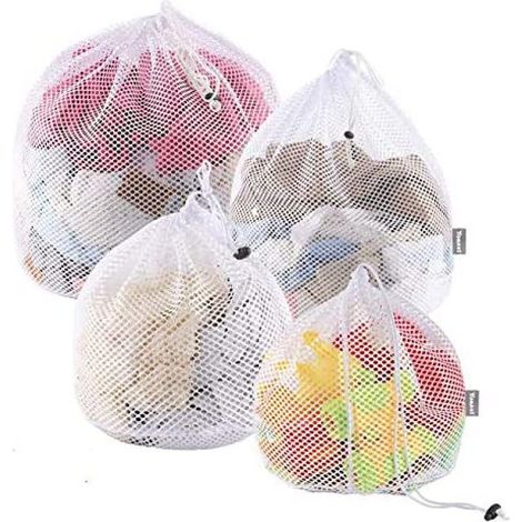 Ensemble de 4 sacs à linge de haute qualité pour machines à laver avec cordon de serrage, filets à linge pour machines à laver, sous-vêtements, vêtements de bébé, chaussettes, cachemire. (1/5)
