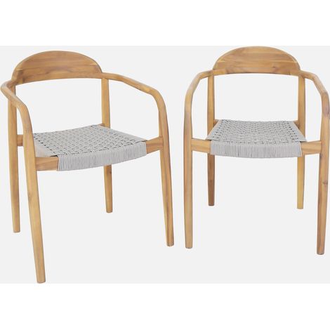 Sillon de madera de acacia, set de 2 (1/5)