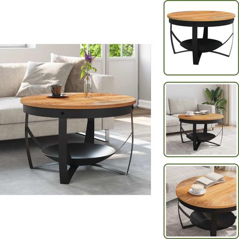 Mesa decorativa - vidaXL Mesa de centro de madera maciza de acacia Ø68x43 cm - Mesa industrial