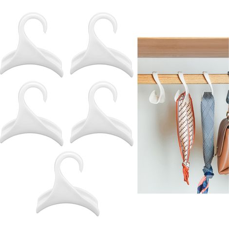 Gepäckablage für PP-Taschen: 5 gebogene Kleiderhaken für Aktentasche, Mantel, Tasche - weiß (5er-Set, 11x4cm) (1/5)