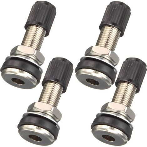 4 pièces Voiture Moto Pneu Valve Tubeless Potence en métal avec Capuchon Anti-poussière, Valves De Jante Universelles, Poussière Tige De Valve De Roue sans Chambre à Air De Voiture (1/5)