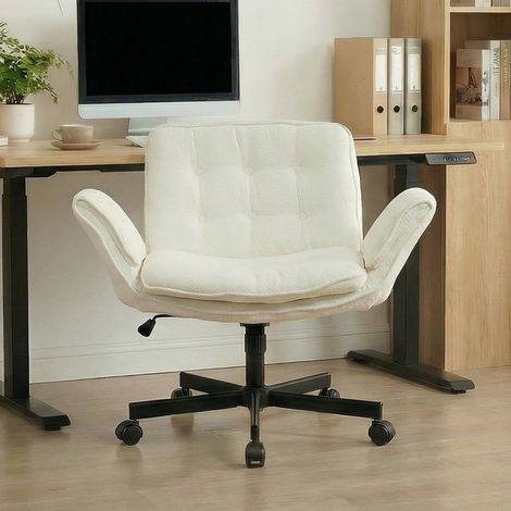 Chaise de bureau blanche réglable à roulettes HAVRYA (1/4)