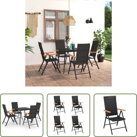 vidaXL Terrassenset - 5-tlg. Garten-Essgruppe Schwarz und Braun (1/5)
