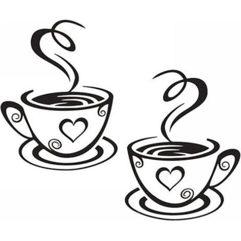 Coffee Cup Design Wall Stickers Home Decals Kitchen Restaurant Decor (1/5)