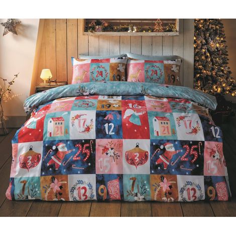 Ensemble de Housse de Couette réversible en Microfibre avec Calendrier de l'Avent pour lit King Size Multicolore (1/3)