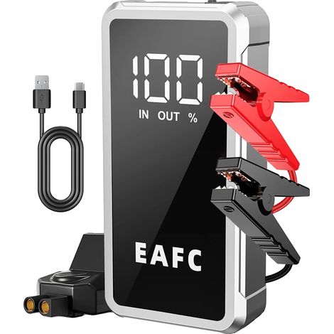 Arrancador de coche, batería externa portátil, luz de emergencia, 4000 A (1/2)