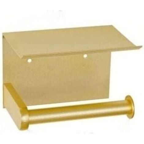 Porta carta igienica da parete con ripiano portaoggetti, autoadesivo, in alluminio (oro) (1/4)