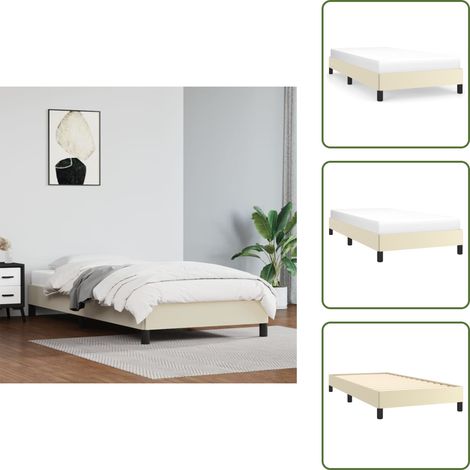Bettgestell Creme 100x200 cm Kunstleder - Bettesrahmen - Schlafzimmermöbel - Kunstledersofa - Doppelbett - Boxspringbetten (1/5)