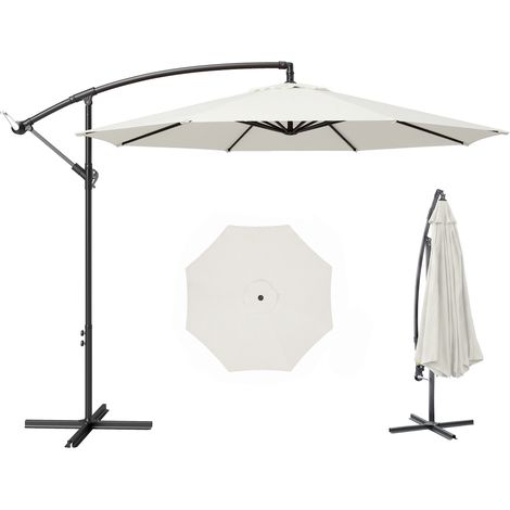 Bâche de gazebo 3x3m à 2 niveaux en polyester résistant, avec 8 trous de drainage et sangles auto-agrippantes, couleur crème. (1/5)