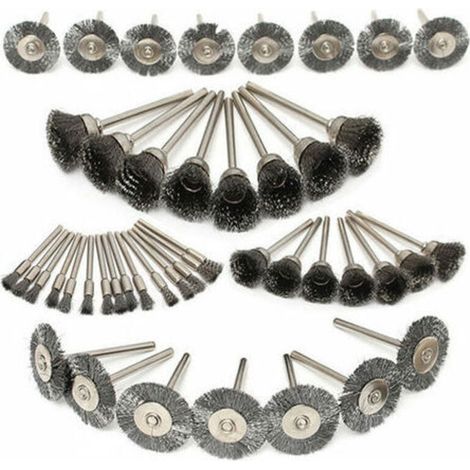 45Pcs Jeu De Brosses Métalliques En Acier Inoxydable 10/15/25 Mm Avec Tige 1/8 Pour Le Polissage