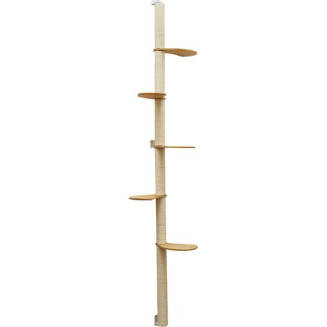 240 cm Rascador de Pared con 5 Plataformas - Árbol para Gatos - Columna de Sisal (1/5)