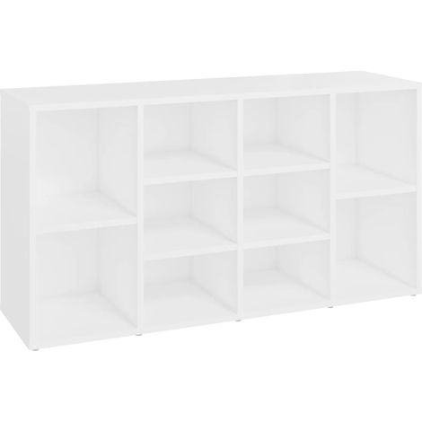 Banc à chaussures bottes commode étagère meuble entrée rangement 103 x 30 x 54,5 cm bois d’ingénierie blanc
