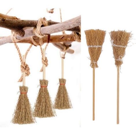 Lot de 20 mini balais en corde blanche, balais de sorcière, accessoires de décoration à faire soi-même, pendentifs décoratifs de sorcière pour une ambiance de fête (1/5)
