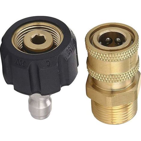 Adaptateur Nettoyeur Haute Pression - M22 14 mm Male - Raccord Rapide 1/4 Pouces - Usage Domestique - 1 Pièce (1/4)