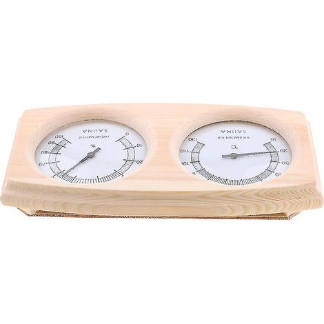 2-in-1 Saunathermometer und Hygrometer aus Holz, misst Temperatur und Luftfeuchtigkeit und zeigt den Dampfpegel an. (1/5)