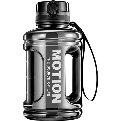 Gourde de 1,5 L (50 oz), noire, avec poignée, étanche et sans BPA, idéale pour le sport et la salle de gym. (1/5)