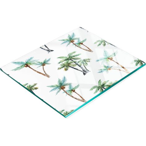 Tagliere da cucina in vetro temperato con grafica di palme, 60x52 cm (1/5)
