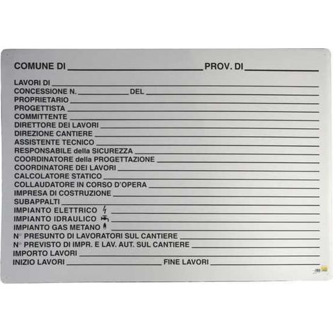 Cartello Concessione Edilizia 138X 88 Plastica