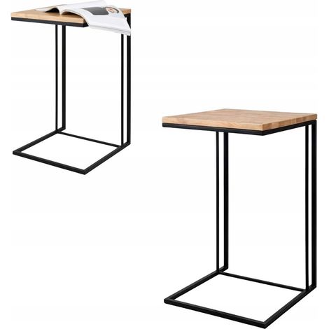Laptoptisch, Beistelltisch Loft Eiche Metall Schwarz Avila 40x40x65 (1/5)