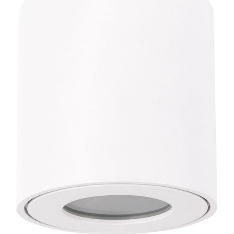 Deckenspot Aluminium Glas Ø 8 cm rund Aufputz IP54 Weiß GU10 Spot Lampe Decke Deckenleuchte