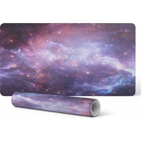 Alfombrilla de escritorio antideslizante con estampado de nebulosa c贸smica, 120 x 60 cm.