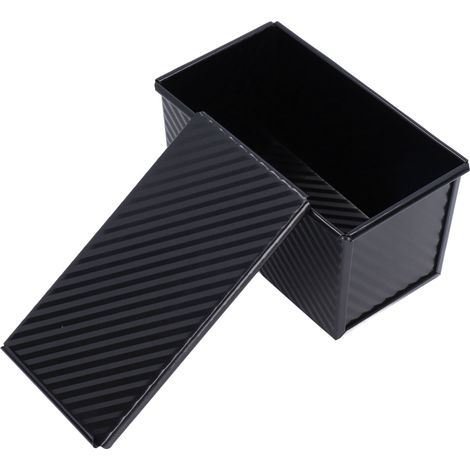 Backform aus Kohlenstoffstahl, antihaftbeschichtet, leicht zu entformen, Brot- und Toastform mit Deckel, schwarz (1/5)