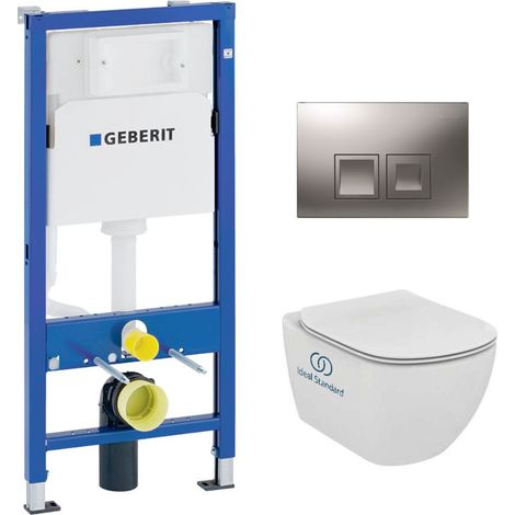 Pack WC Vorwandelement duofix UP100 + Ideal Standard Tesi Aquablade WC + Betätigungsplatte Delta50 Chrom matt