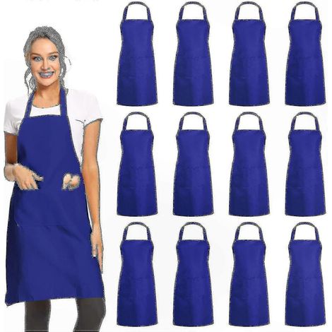 Lot de 12 Tabliers Noirs Unisexes avec Pochettes - Vêtements de Travail pour Cuisine Professionnelle (1/4)