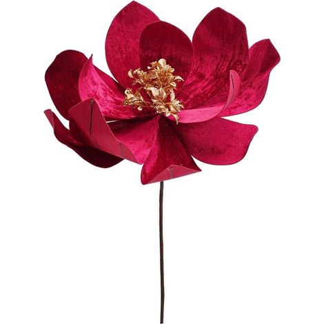 TrAdE Shop Traesio - Fiore Natalizio Decorativo ⌀50cm Con Stelo 50cm Addobbo Floreale Per Casa Albero Ghirlande - Bordeaux (1/2)