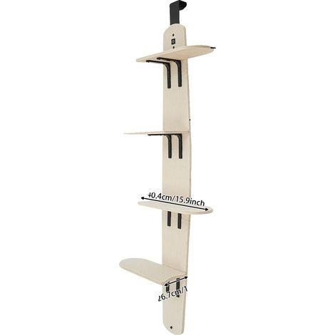 Árbol rascador para gatos, 4 niveles, diseño para montaje en puerta, color madera. (1/2)