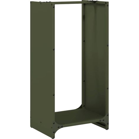 Portant de bois chauffage vert olive 40x30x80 cm CFW28809 (1/5)