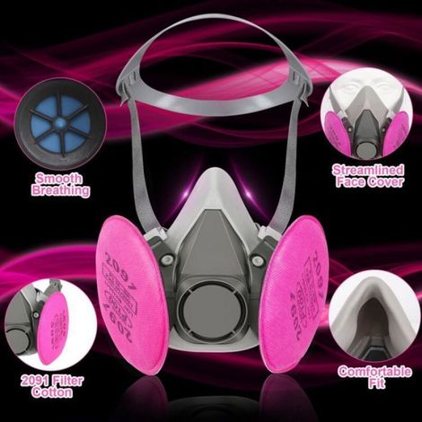 Demi-masque Respiratoire - Filtre 2097 - Lunettes De Protection Antichoc - Bouchons Doreilles - Ensemble De Protection Respiratoire Et Auditive - 1 Pièce (1/4)