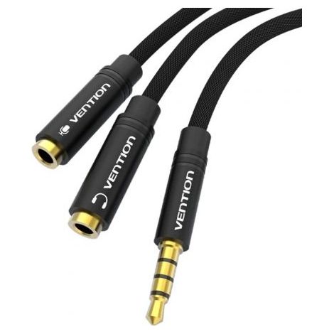 Cable Estéreo Vention BBMBY/ Jack 3.5 Macho - 2x Jack 2.5 Hembra/ 30cm/ Negro