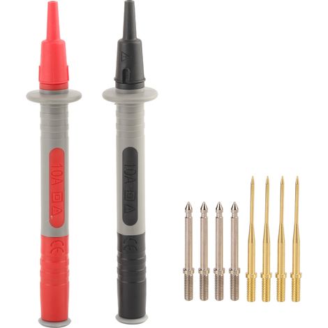 J.30013A Hitzebeständiges, austauschbares Messspitzenset für Multimeter, flexible PVC-Spitzen, rot/schwarz, 4 x 1 mm Spitzen, 4 x 2 mm Spitzen, Industrielle Messinstrumente (1/5)