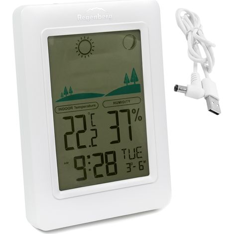 Estación meteorológica inalámbrica, termómetro, pronóstico del tiempo, despertador, reloj meteorológico (1/5)