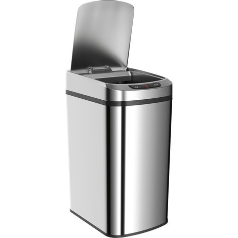 Pattumiera Cestino per Rifiuti 28x22x41 cm Contenitore Rimuovibile da 12L Apertura a Infrarossi in Acciaio Inox ABS e PP Argento (1/5)