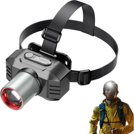 Lampe frontale LED rechargeable, super lumineuse Lampe frontale super lumineuse Alimentée par piles LED légère pour cyclisme, course à pied, camping, pour et adultes, randonnée, pêche, etc (1/5)