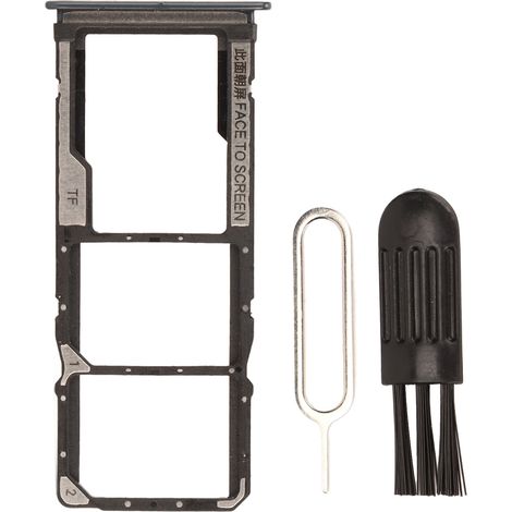 Support de carte SIM et mémoire avec épingle d'éjection et pinceau pour Xiaomi Redmi Note 9 - Gris (1/5)