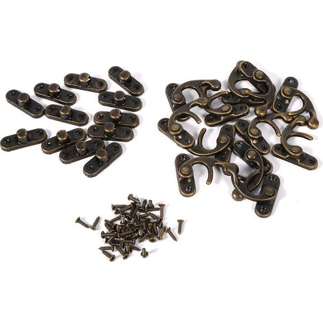 SJLERST 12X Antiquaire Décoratif Bijoux Cadeau Vin Boîte en Bois Hasp Latch Crochet avec Vis Crochet droit en bronze (1/3)