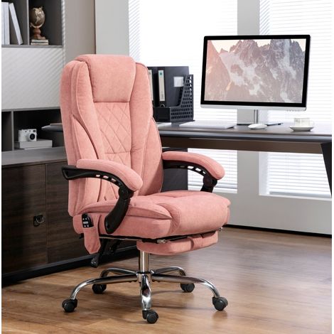Bürostuhl 67x72x111-119 cm rosa Polyester mit Vibrationsmassage, Wärmefunktion und Fußstütze (1/3)
